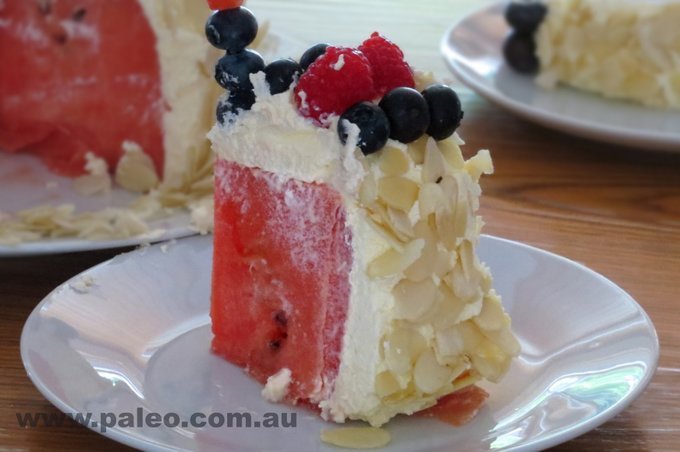 Paleo birthday cake recipe no flour primal fruit cake slice