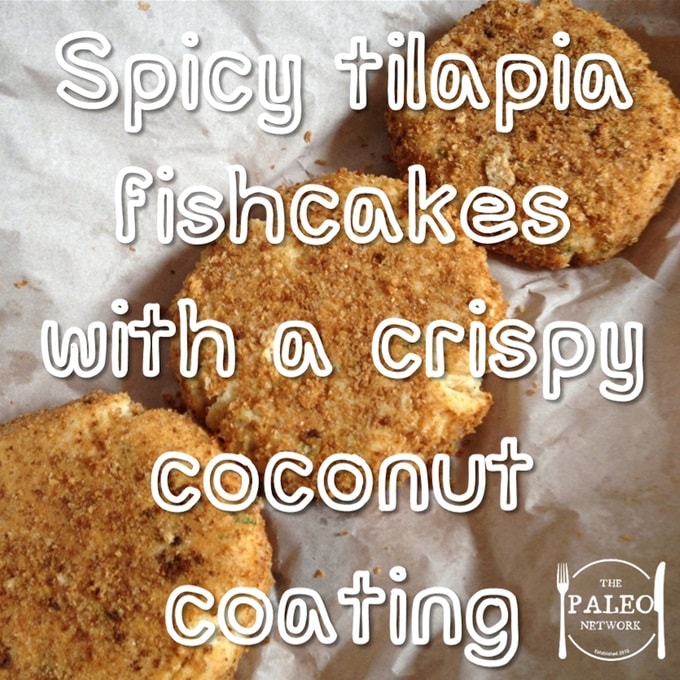 Spicy Tilapia Fishcakes with a Crispy Coconut Coating paleo recipe dinner lunch-min