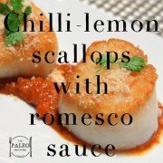 Chilli-Lemon Scallops with Romesco Sauce paleo diet recipe fish seafood-min