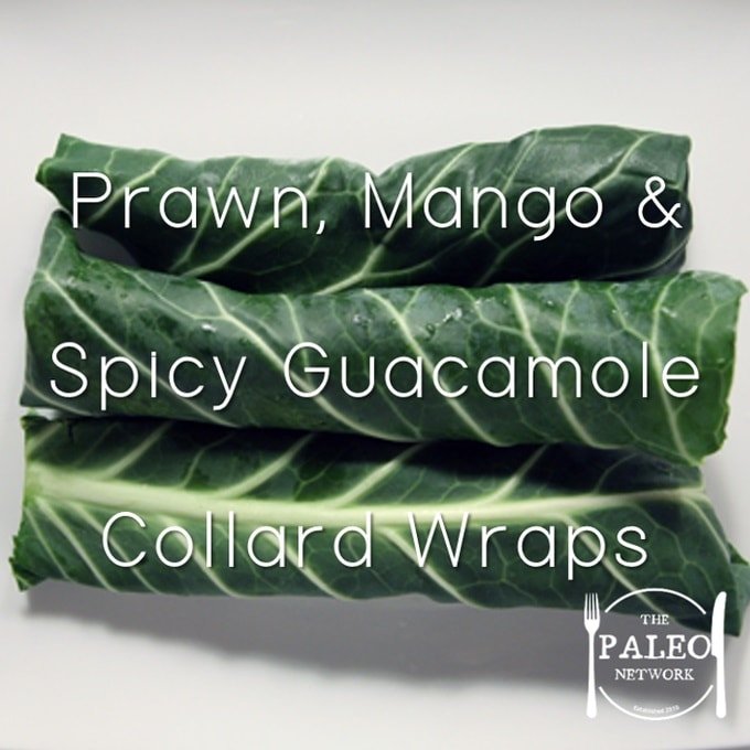 Paleo Lunch Box – Prawn, Mango and Spicy Guacamole Collard Wraps recipe-min