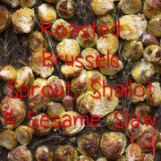 paleo recipe Roasted Brussels Sprout, Shallot and Sesame Slaw-min
