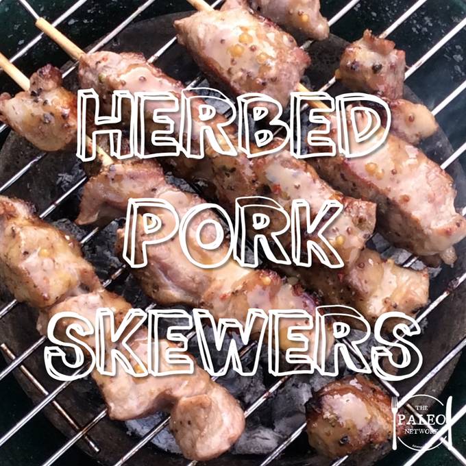 herbed pork skewers kebabs marinate barbecue bbq recipe paleo diet