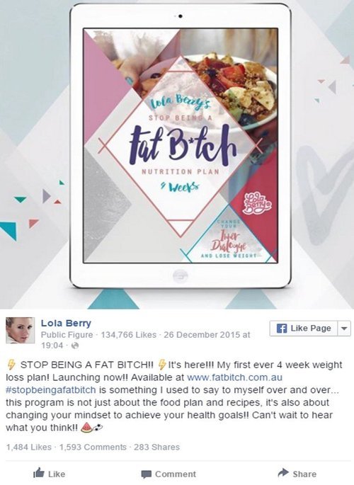 Stop being a fat bitch lola berry weight loss plan facebook